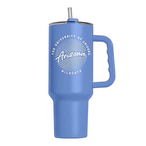 Image of Logo Brands NCAA Arizona Wildcats Retro Script Arctic 40 oz Tumbler with Handle - Stylish Everyday Use Powder Coated-Stainless Steel with Straw- Keeps Cold For Hours