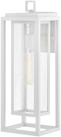 Hinkley Republic Single Light Wall Mount Outdoor Lantern, Clear Seedy Glass Panes, Anti-Fading Composite, Textured White Finish
