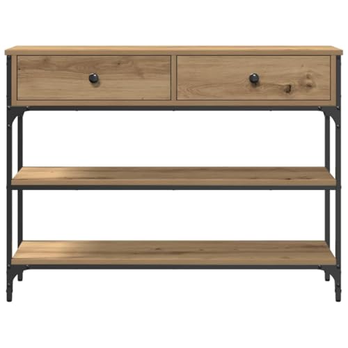 Mesa consola de pasillo en madera de roble para decorar tu entrada 7