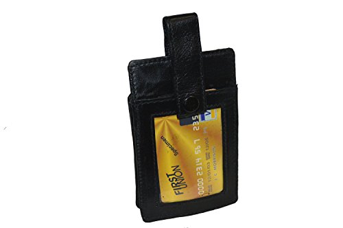 Id Holder with Belt Loop and Snap Pocket - Genuine Leather