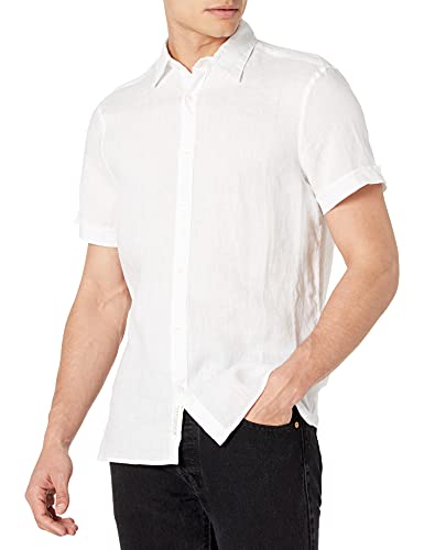 Perry Ellis Men's 100% Linen Short Sleeve Button-Down Shirt, Regular Fit (Sizes S-5X)