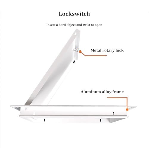 Panel de acceso para techo y pared con llave 350x350 mm placa aluminio gris 3