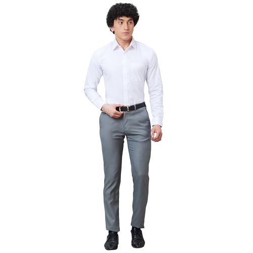 Image of Raymond Men Slim Fit Structure Pattern Pure Cotton Semi Cutaway Collar Full Sleeve Formal Shirt
