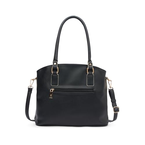 Image of Caprese Lexi Medium Satchel Bag for Women | Solid Faux Leather Handbag with Adjustable & Detachable Strap | Zipper Closure with External Eyewear /Sunglass Charm Case | Perfect for Office Use