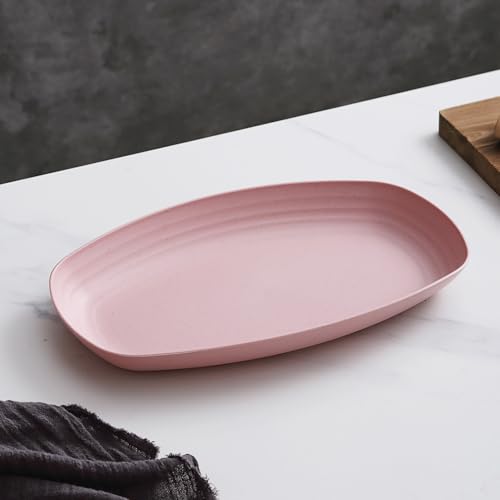 Image of Reusable & Unbreakable Food Tray for Parties, Family Gatherings, and Holidays Dinner Dishes Great for Sushi, Snacks, Cake, Meat & Appetizers, Cake Fruits Salad Cupcake (Pink, Pack of 6)