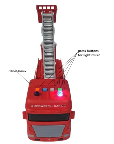 Image of HALO NATION Remote Control Fire Ladder Truck - 4 Channel RC Engine With Light & Sound - Big Size Truck for Kids, Red