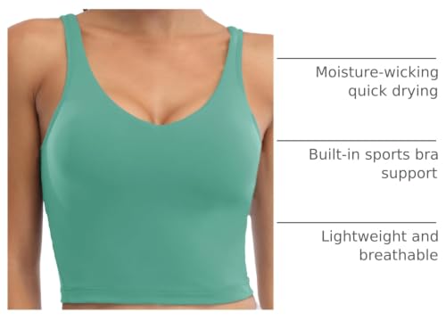 Image of Oalka Sports Bra Womens Longline Padded Crop Yoga Tank Tops