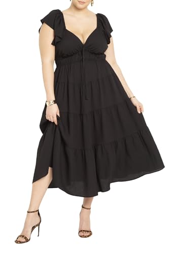 ELOQUII Women's Plus Size Ruffled Tiered Maxi Dress