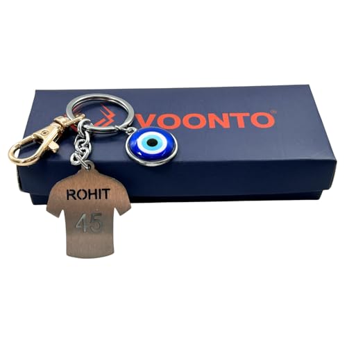 Image of Dhoni Virat Rohit Jersey with Evil Eye & Golden Hook Metal Keychain for Cricket Lovers Sports Person Excellent Gift for Birthday, Anniversary, Valentines Day (Pack-1)