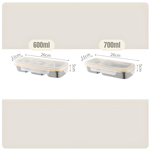 Image of Motka Premium 700 ml 2-Compartment Bento Lunch Box | Stainless Steel Slim Compact Tiffin | Leak-Proof Food Container| BPA & Odour-Free| Dishwasher Safe | Ideal for Office, Travel & School (Natural)