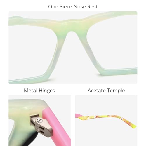 Image of HEPIDEM Gradient Multicolor Acetate Glasses Frame Women Big Oversize Eyeglasses 2023 New Spectacles Eyewear