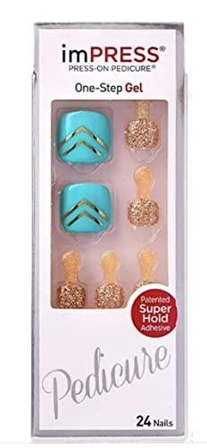 Kiss imPress Press-On Teal Pedicure Nails BIPT011X Sweet Tooth (For Toes)