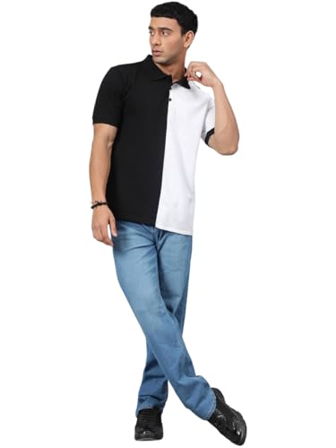 Image of KOTTY Men Solid Spread Collar Cotton Blend T-Shirt
