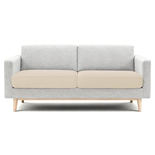 Image of CHUN YI 2 Piece Couch Cushion Covers for Sofa Seat Slipcovers Suitable with Spandex Jacquard Washable Fabric (2 Piece Sofa Cushion Covers, Ivory)
