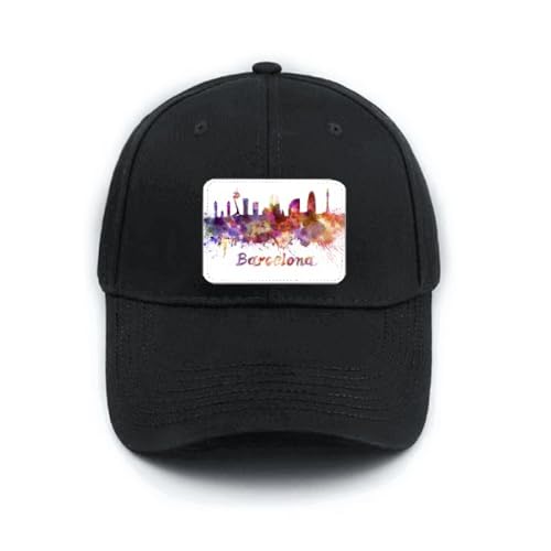 Casquette Barcelone Espagne aquarelle aux finitions soignées noir