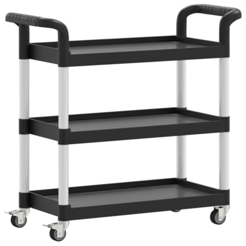 Kangmusi 30322 - Carrito con ruedas (3 niveles, aluminio, 77 x 34 x 72 cm), color negro
