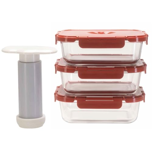 Lacers Purpleline Vakuumdosen Glas Set (3x1000ml) mit Pumpe - Frischhaltedosen, Vorratsdosen für...