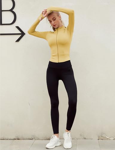 Image of Lviefent Womens Lightweight Full Zip Running Track Jacket Workout Slim Fit Yoga Sportwear with Thumb Holes