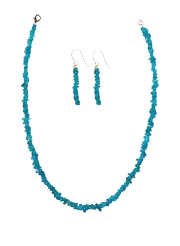 Juego de joyas de apatita de neón y collar de plata de ley para coleccionistas de moda