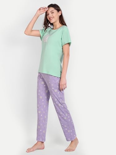 Image of Bedtime story Cotton Night Suit for Women Girls | Women's Cotton Printed Pant & Top Night Suit Set Pyjama Set Sleepwear Nightwear Nightdress Loungewear