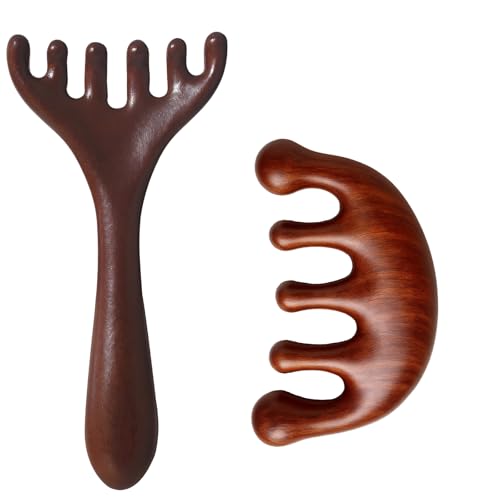 2 Pcs Wooden Scalp Massager, Wooden Comb for Hair Women, Hair Comb Set for Head Massage and Hair Care, Natural Wood Scalp Massager for Relaxation and Stress Relief