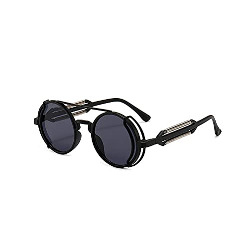 Retro Steampunk Sunglasses for Women Men Unisex Round Metal Frame Circle Lens Sun Glasses Summer Outdoor Beach Eyewear
