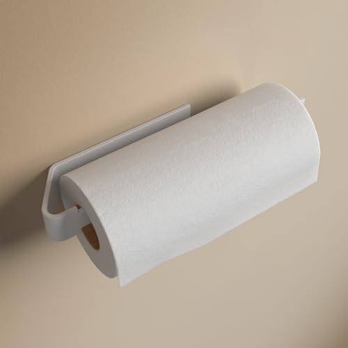 Design Hambourg Porte-Essuie-Tout Adhésif | sans Perçage | Porte-Rouleau Essuie-Tout | Support Moderne et Élégant | Accessoires de Cuisine (Blanc Mat)