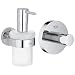 Grohe Dispenser Sapone con Supporto Essentials Cromo 40448001 & Gancio, Cromo 40364001