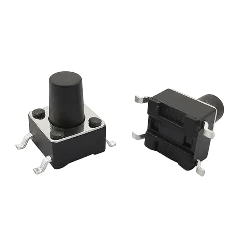 Interrupteur tactile momentané PCB 6 x 6 mm, 4 broches, bouton-poussoir à réinitialisation automatique, 6 x 6 mm x 4,3/4,5/5/6/7/8/9/10/12/13 mm, 10 pièces(6X6X12MM-50pcs)