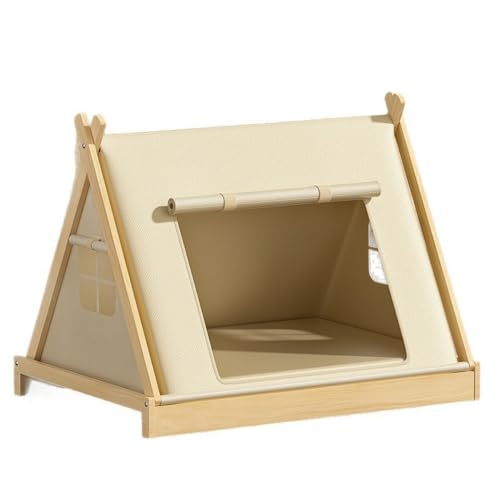 AOUTN木製ペットハウス。一年中使用でき、防水性と防錆性を備え メッシュシートを採用。工具不要で3分で組み立てられ、小型犬から大型犬、猫まで幅広くお使いいただけます。 (大型サイズ(犬用テント+四季用マット))