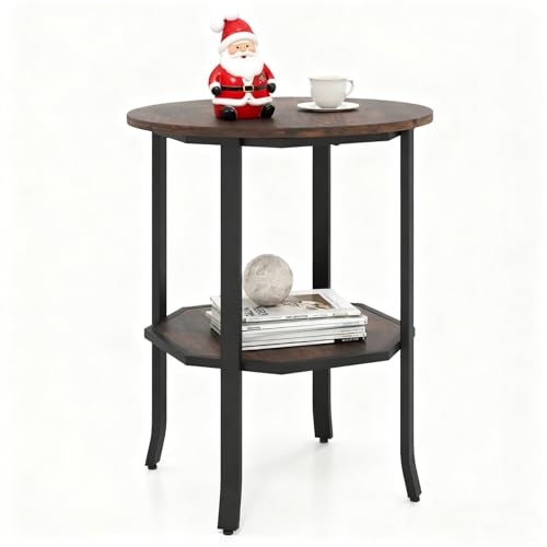 【DESIGN CURATO】 I due piani del tavolino sono resistenti all'acqua, ai graffi e di facile manutenzione. I bordi arrotondati garantiscono la sicurezza, mentre i piedini regolabili assicurano stabilità e proteggono il pavimento, offrendo maggiore tranquillità durante l'uso. Grazie alle istruzioni chiare, il montaggio del tavolino laterale è semplice