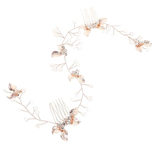 Healvian 新娘用 ?花?? ?瑰色 ヘアコーム 結婚式用髪飾り ダンスやパー