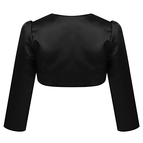 Sywiyi Flower Girls Dress Coat Jacket Kids Elegant Satin Bolero Shrugs Wedding Bridesmaid Dress Cropped Cardigan2