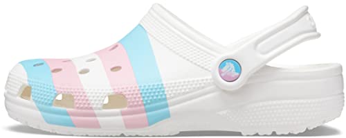 Image of Crocs Unisex-Adult Classic Graphic Clogs, Logo /White, 5 Women /3 Men