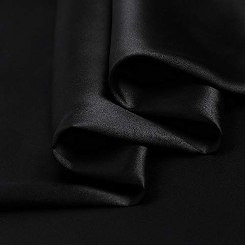 F.d.silk 100% Pure 16mm Black Silk Charmeuse Fabric by The Yard, 48 Colors,Black Ch-2003 - Image 2