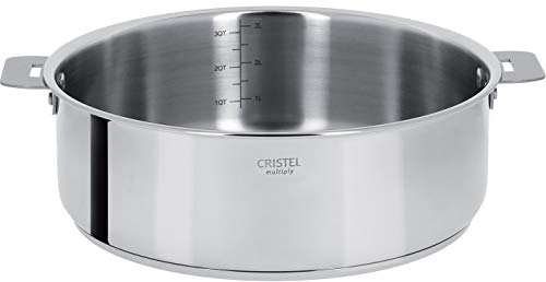 CRISTEL S28QMP - Casseruola in acciaio INOX, 28 cm, Casteline rimovibile
