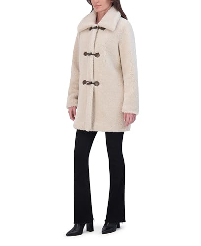 Laundry by Shelli Segal Women's Sherpa Jacket– Coat with Oversized Collar, Faux Horn Toggles, Lower Pockets3