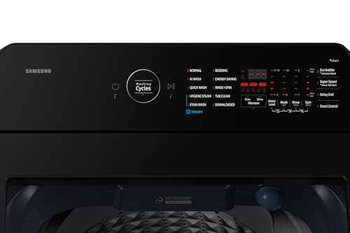 Image of Samsung, 10kg, 5 Star, AI Wash, Eco Bubble, AI Energy Mode, AI VRT+, Hygiene Steam, Quick Wash, Smart Control, Digital Inverter, Fully-Automatic Top Load Washing Machine, WA80F10B3NTL, BRUSHED NAVY