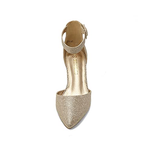Dream Pairs Women's Annee Gold Glitter Low Heel Pump Shoes - 6.5 M Us #TOP3