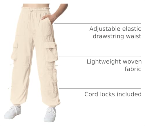 Image of EXARUS Girls Parachute Pants Cargo Hip Hop Wide Leg Baggy Y2K Teen