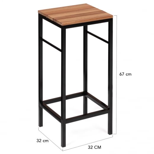 IDMarket – Salón de jardín Panamá Conjunto de bar de mesa alta y 6 taburetes de diseño industrial acacia