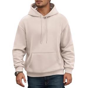 Jhsnjnr Mens Hoodies Fleece Lined Long Sleeve Drawstring Sweatshirt with Pocket Basic Plain Pullover Hoodie