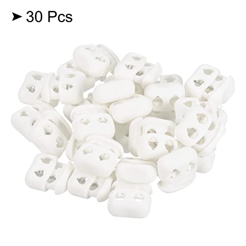 PATIKIL Cord Locks, 30 Pack Oval Spring Toggle Stopper for Drawstring Bag Shoelaces White, 16x17mm - Image 3
