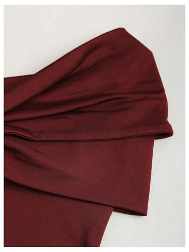 Verdusa Women's Off The Shoulder Tops Y2k Crop Tops Ruched Short Sleeve Slim Fitted Shirt3