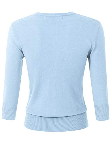 Image of Women's 3 /4 Sleeve Crew Neck Button Down Stretch Knit Cardigan Sweater (S-3XL)