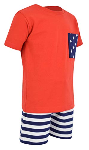Image of Boys 2pc Shorts Set Outfit Short Sleeve Shirt with Classic Applique Print and Shorts