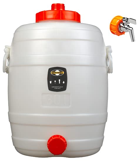 Speidel - Cuve, fût de fermentation en plastique 30 L avec couvercles et robinet en acier inoxydable