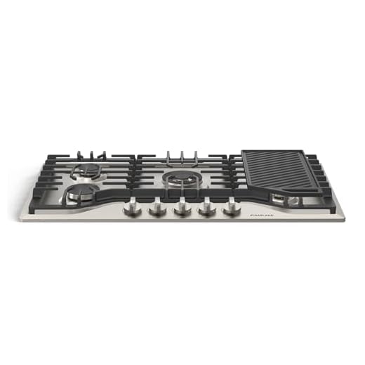 36 Inch Gas Cooktop with Griddle, GASLAND Chef PRO GH3365SF 5 Burner Gas Stovetop with Reversible Cast Iron Grill/Griddle, Gas Countertop Plug-in, NG/LPG Convertible Gas Cooktops, Stainless Steel