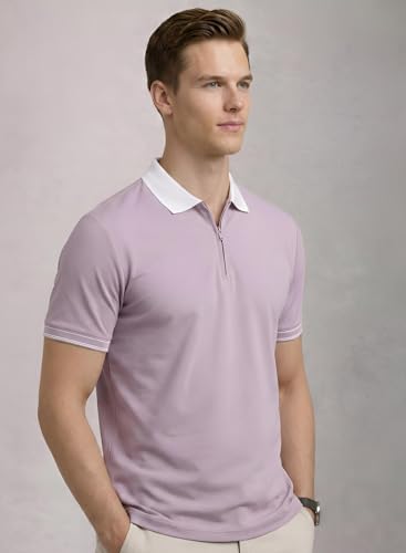 Image of Mens Premium Cotton Polo T-Shirt | 220 GSM Soft Fabric | Casual Stylish Look | Zipper Polo Design Snow White Polo T Shirt | Polo Tshirt for All-Day Wear