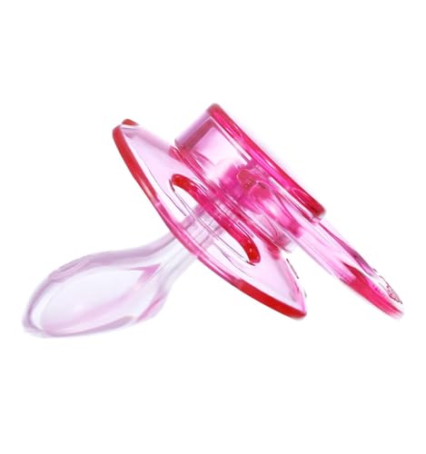 Image of Landofgenie Large Shield Adult Size Pacifiers Bone Shape Transparent Design Pacifier Pink